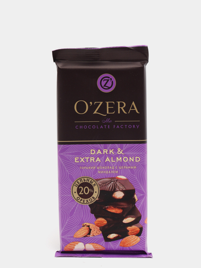 Шоколад горький с цельным миндалем OZera Dark & Extra Almond, 90 г joyco горький шоколад 80% 100 г