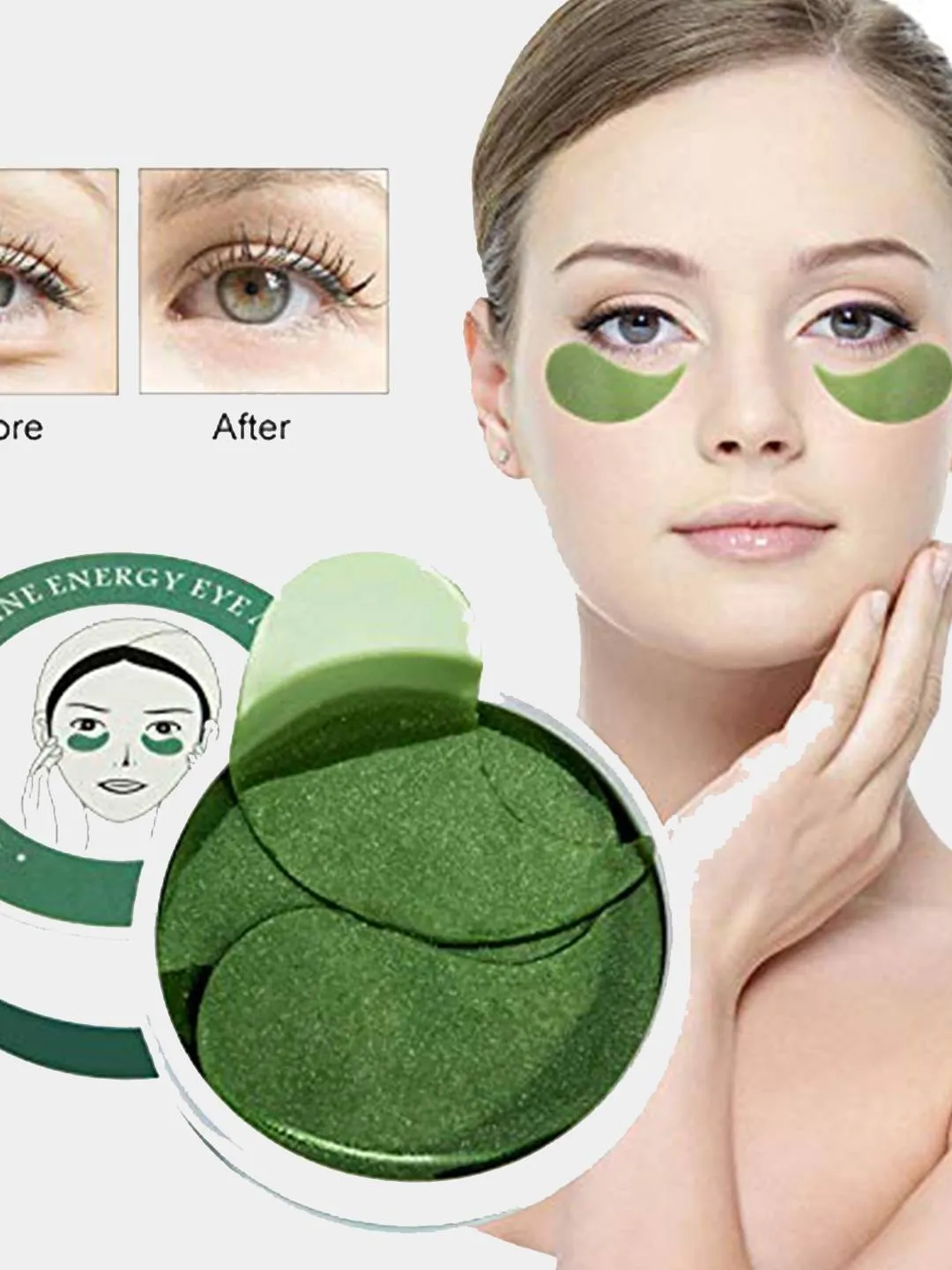 Патчи Spirulina Hydrogel Eye Mask. Патчи Eye Patches. Девушка с зелеными патчами. Девушка с патчами на глазах.
